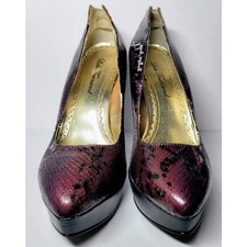 Lulu Townsend Purple Python Embossed Leather Platform Stiletto Heels Size 10M 