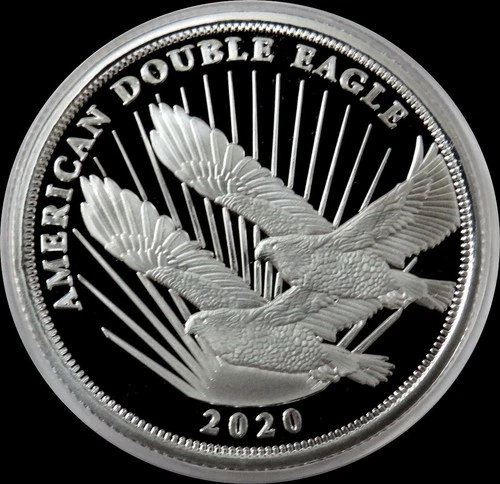 2020 SILVER COOK ISLANDS $2 AMERICAN DOUBLE EAGLE 1/2 OZ PROOF COIN IN CAPSULE
