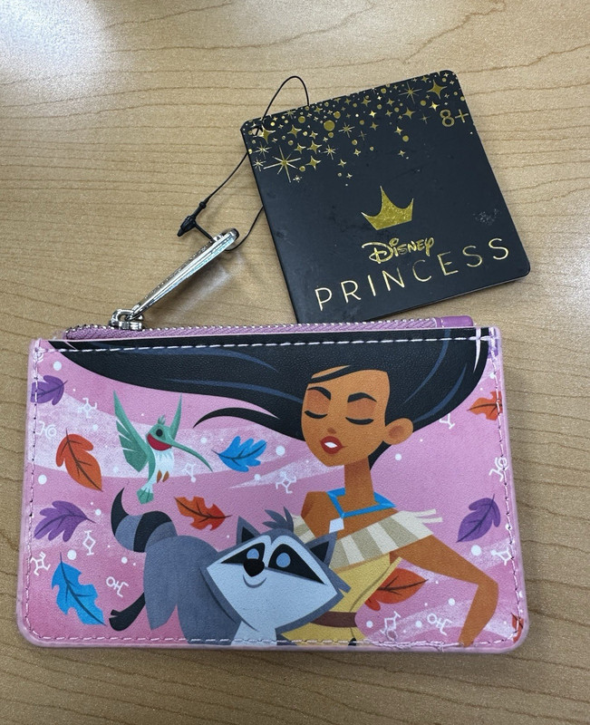 Loungefly Disney Princess Pocahontas Mini Zip Card Holder Wallet Pink Multicolor