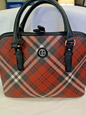 Giani Bernini Triple-Zip Saffiano Plaid Top Handle Red Purse, Great Condition!
