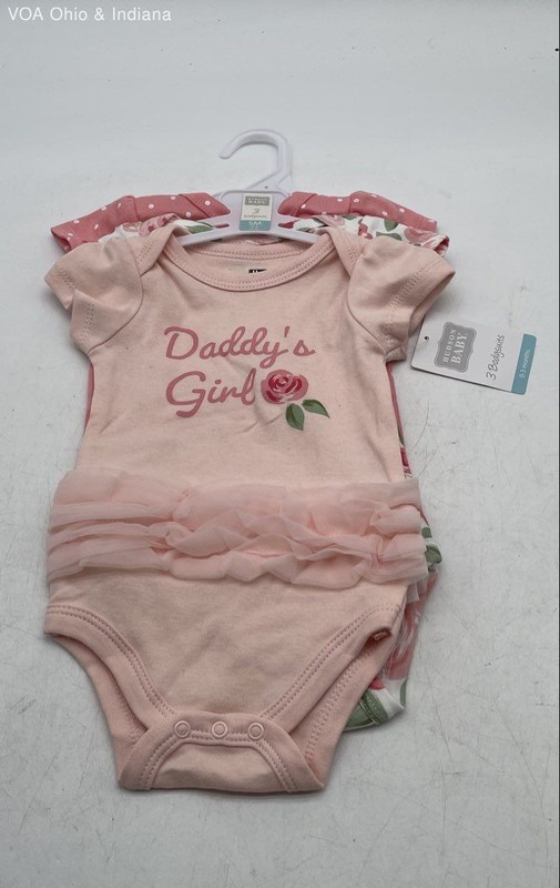 Hudson Baby Girl 3-Pack Pink Floral Polka Dot Ruffle Bodysuits NWT Sz 0-3M