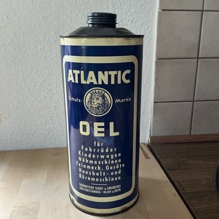 Atlantic Löwenmarke Öldose 30/50er Oldtimer Werkstatt Tankstelle Fahrrad