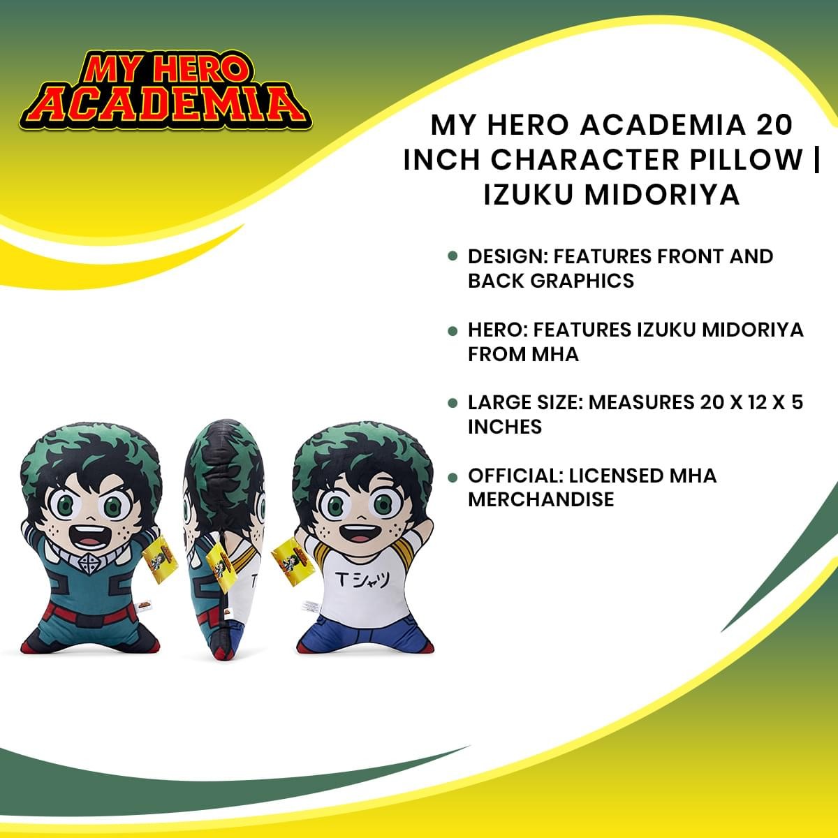 My Hero Academia 20 Inch Character Pillow | Izuku Midoriya