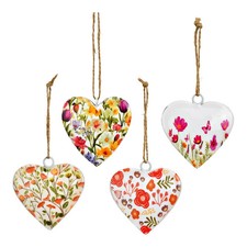 4 Herzen aus Metall  - Set - Deko-Frühling Muttertag