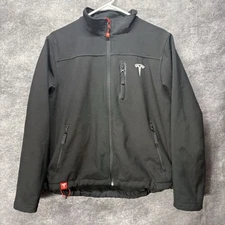 Tesla Motors Corporate Softshell Jacket Size L Black Full Zip Fleece Lined Logo