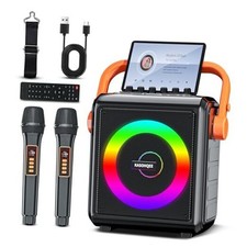 Karaoke Machine with 2 Wireless Microphones for Adults  Kids, 8000mAh HBL100