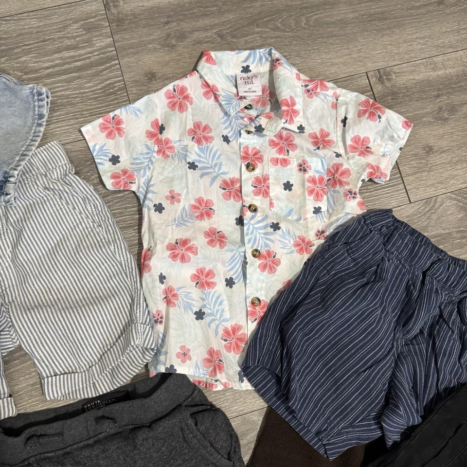 Lote Ropa Niños 3T Lee Muchas Marcas Azul Denim Pantalones Cortos Pantalones y Camisa 12 Piezas Foto 4 de 4