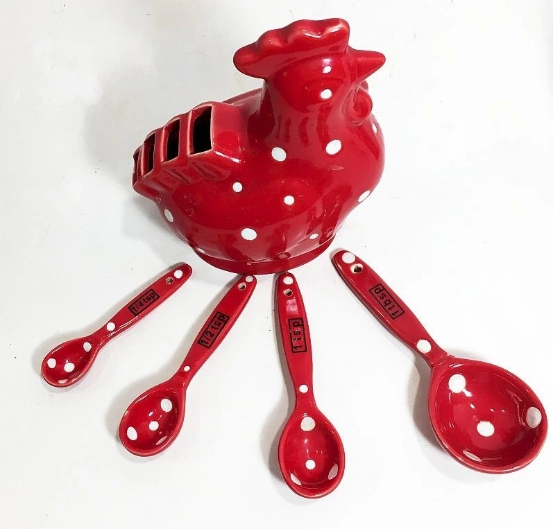 Chicken kitchen set. Sugar, Creamer, and measuring spoon set. Fun vintage look! - Image 4 of 4