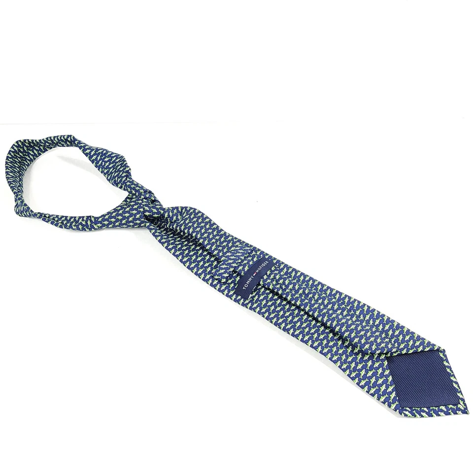 Corbata Tommy Hilfiger para hombre Shoreham clásica con estampado de tiburón 100 % seda azul marino Foto 2 de 4