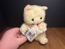 Vintage Russ Berrie White Cat Kitten Sealed With A Kiss Envelope 7  Plush Animal