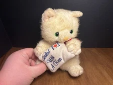 Vintage Russ Berrie White Cat Kitten Sealed With A Kiss Envelope 7” Plush Animal