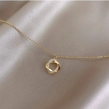 Women Necklace 14K Gold Plated Stainless Steel Chain Decor Pendant Charm Jewelry