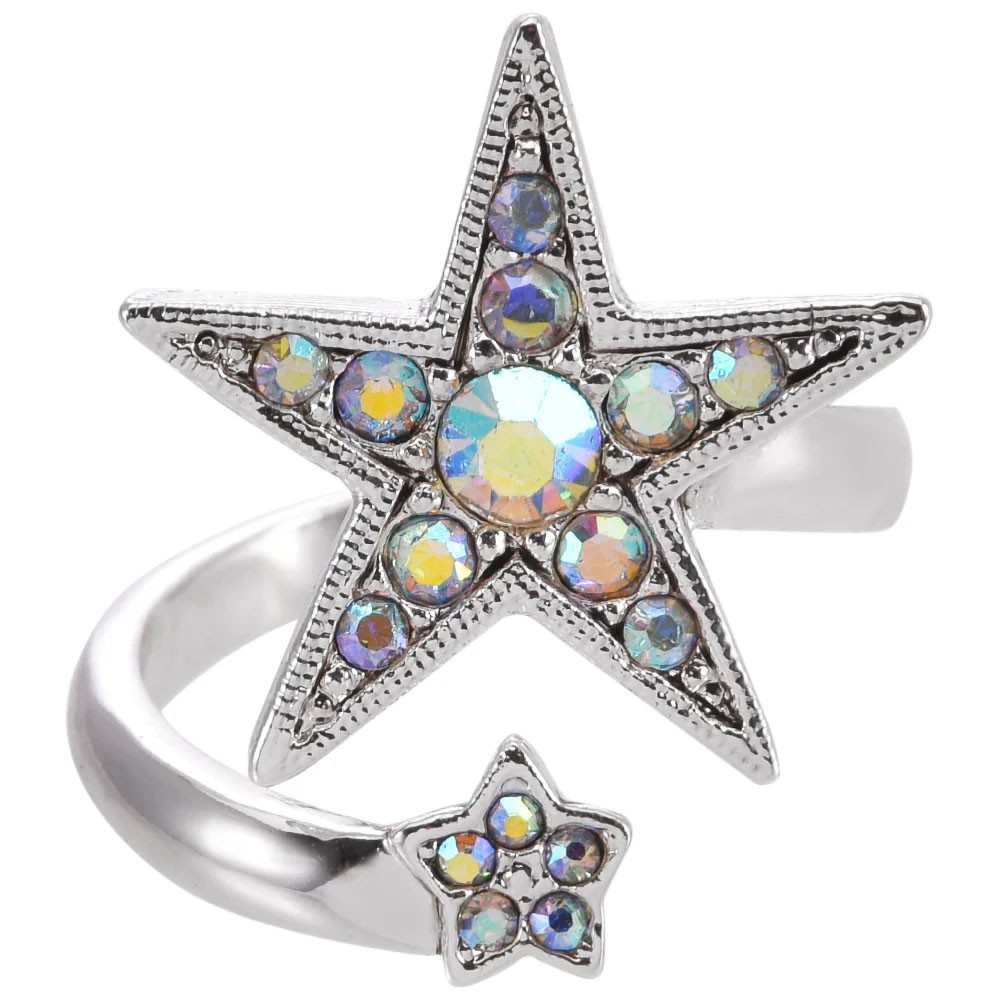 Kirks Folly Starlight Dreamer Adjustable Ring  sterling silvertone   STAR