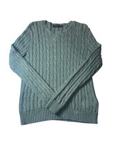 Polo Ralph Lauren Women s Green Cable-Knit Crew Neck Pullover Sweater Size M