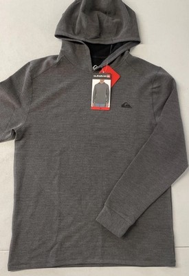 QUIKSILVER Mens Textured Hoodie Pullover Shirt DRYFLIGHT MEDIUM Knit GRAY Quick