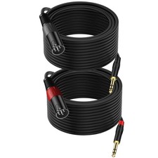 XLR Male to 1/4 TRS Stereo Adapter Cable Balanced Audio 25ft 2 Pack