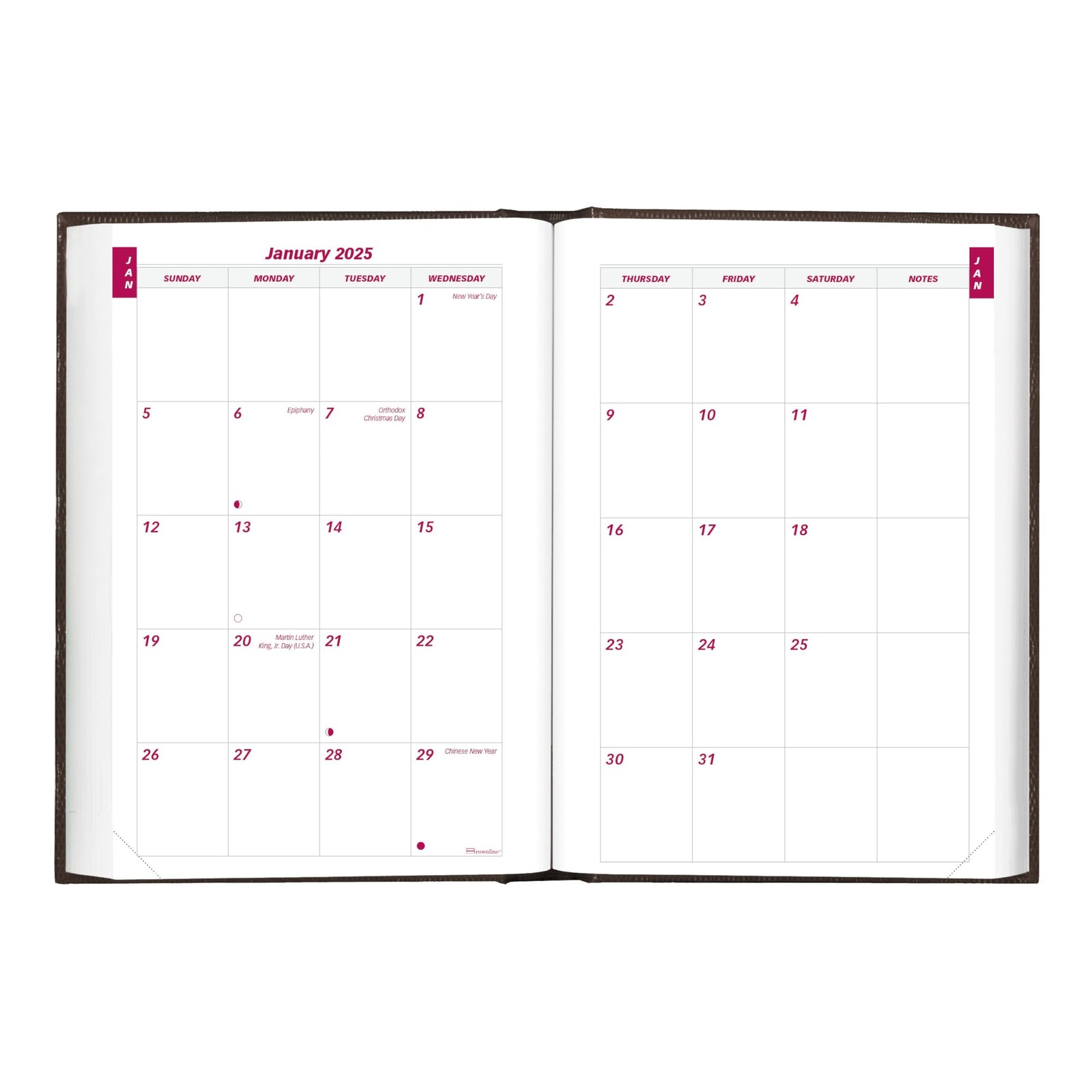 Brownline® 2025 Traditional Daily/Monthly Planner, Untimed Journal, 12 Mont