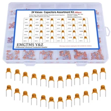 24 Values 480Pcs Multilayer Monolithic Ceramic Capacitor Assortment Kit 10Pf-10