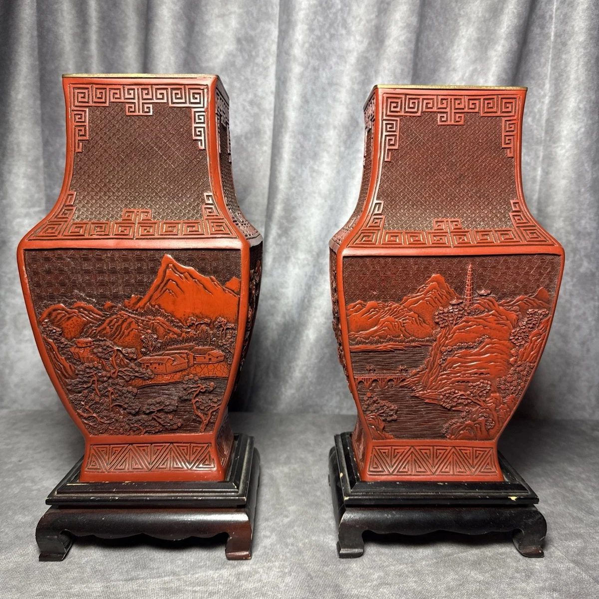 木制红色中国古董花瓶| eBay
