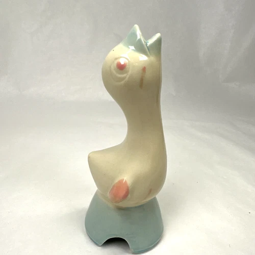 Vintage Shawnee Pottery Pie Bird Vent Mid Century 5” Blue Pink White Bird