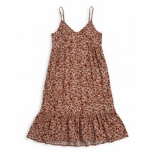 GAP Tall Floral Smocked Midi Dress Rust White Daisy Print Spaghetti Strap