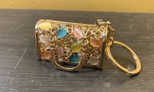 Purse Keychain Bejeweled Rhinestone Purse Jewelry Bling Clip Key Ring