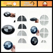 3d Epoxy Resin Stickers Set Of 7 Silver Black Carbon Fiber Bmw Emblem Compatib