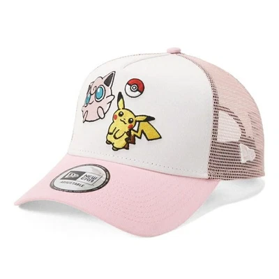 New Era Casquette 9FORTY Mesh Pokemon Jigglypuff Pikachu Blanc Rose Réglable - Photo 1/4