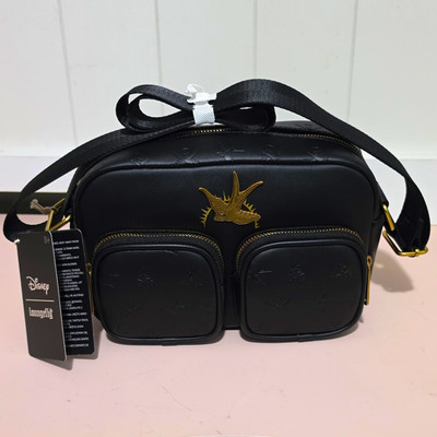 Loungefly Disney Peter Pan Captain Hook Small Black Crossbody Bag Gold Hardware