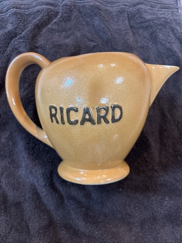 Vintage 60s Orange Brown RICARD PITCHER #830 French Bistros Ceramic Paris France