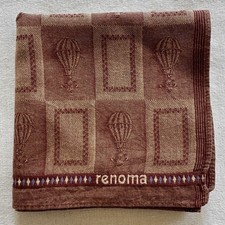 Vintage Handkerchief Brown Fabric Woven Check  Balloon Pocket Square 18" J1
