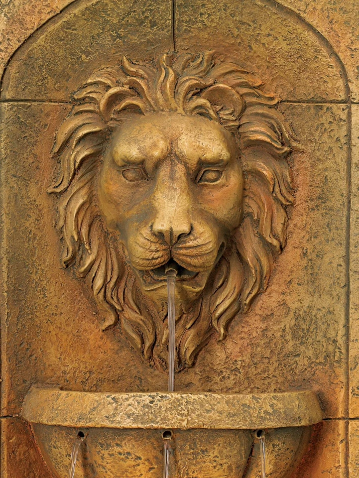 Lion Head Rustic 2 Tier Outdoor Wall Water Fountain LED Light 19 1/2" for Yard - Image 3 of 4