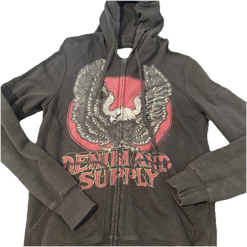 Ralph Lauren Denim & Supply Eagle Men's Gray Full Zip Hoodie Jacket Size S Vtg