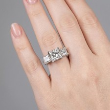 Bague de fiançailles or blanc 18 carats vintage 7,07 ct princesse diamant croisé en laboratoire F VS2