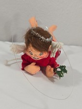 Annalee 7" Flying Angel with Red Gown Halo Vintage 1995 Christmas Decor Folk