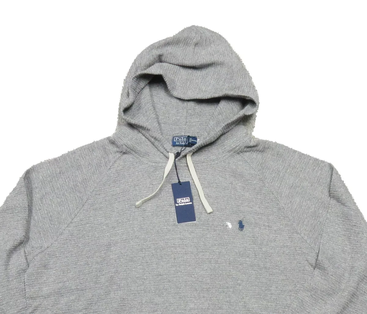 Polo Ralph Lauren Men s Grey Heather Waffle Knit Pullover Hoodie