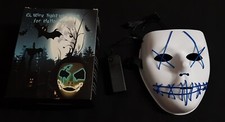 Halloween Blue LED Glow Mask EL Wire Light Up The Purge Style Five