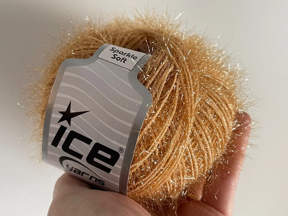 Sparkle Soft Dark Gold 68306 Ice Yarn Metallic Lurex Nylon Eyelash Yarn 50g 153y - Image 4 of 4