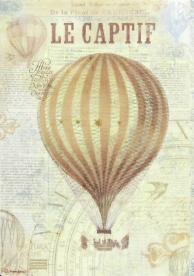 Reispapier für Decoupage Scrapbook Blatt - Stamperia A/4 Le Captif Ballon
