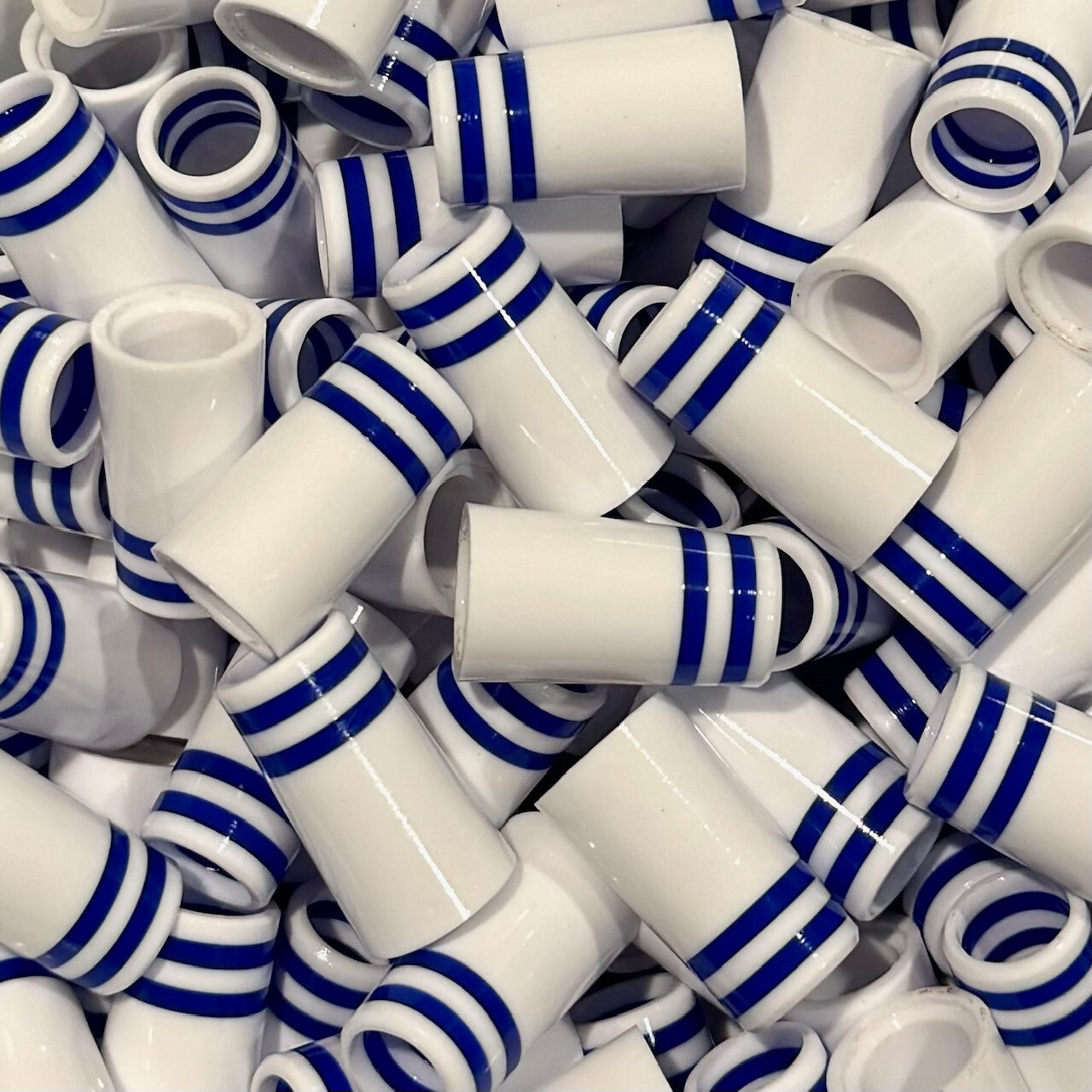 Ferrules White W/ Double Blue Rings 1&rdquo;