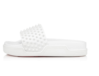 正規 CHRISTIAN LOUBOUTIN POOL FUN 42.5 Christian Louboutin Pool Fun Donna Flat Calf White Platform