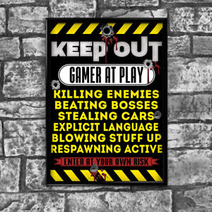 Gaming Gamer  Door Poster  Keep Out Gamer  At Work Xbox 