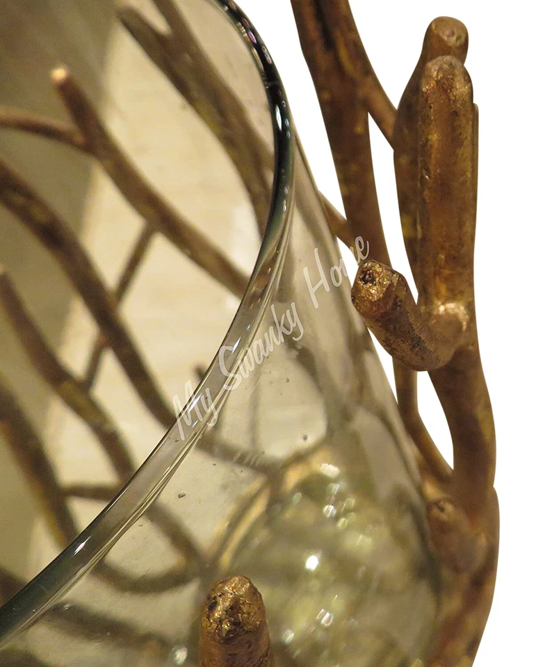 Elegant Gold Twig Branch Pillar Candle Holder 8 in Tall Faux Bois Hurricane - Image 4 of 4