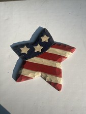 American Flag Hanging Wooden Wall Plaque Star Shaped Patriotic Wooden Star Flag