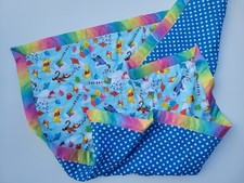 Lovely Rainbow Bear Pooh Toile Cotton Calico Quilt blanket 37 x 44