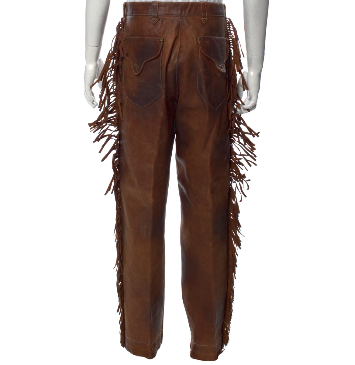 【Poro ralph lauren】leather pants 4 High-rise wide-leg leather pants in beige - Polo Ralph