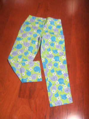 Lilly Pulitzer Capri Crop Pants Sz Escargot Snails Lime Teal