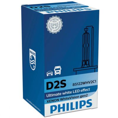 Philips White Vision D2S Headlight 120% more light Xenon Bulb 85122WHV2C1 Single