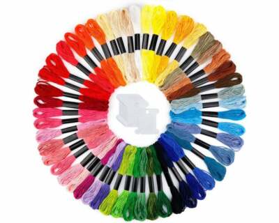 Embroidery Floss 50 Skeins of Thread w/ 12 Floss Bobbins - Friendship Bracelets
