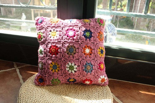 Handmade Crochet Woven Boho Pillow Case For Couch Sofa 40 X 40 CM - Picture 3 of 3